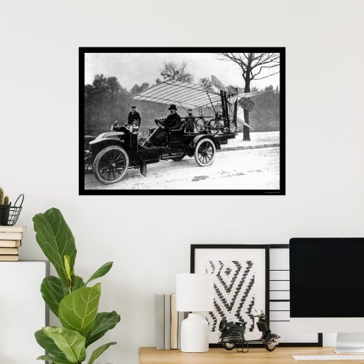 Airplane Car 1909 van Santos Dumont Poster (Thuiskantoor)