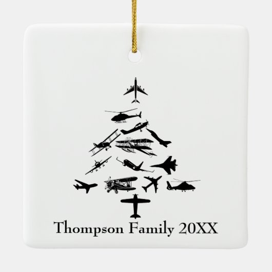 Airplane Christmas Tree Cool Aviation Pilot Custom Keramisch Ornament (Achterkant)