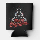 Airplane Christmas Tree Pilot Blikjeskoeler (Voorkant)