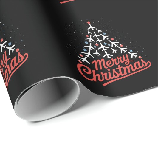 Airplane Christmas Tree Pilot Cadeaupapier (Rol Hoek)