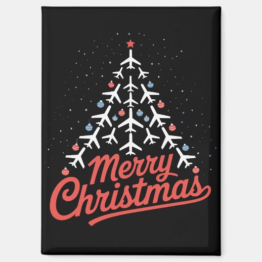 Airplane Christmas Tree Pilot Magneet (Voorkant)