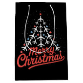 Airplane Christmas Tree Pilot Medium Cadeauzakje (Voorkant)