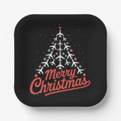 Airplane Christmas Tree Pilot Papieren Bordje (Voorkant)
