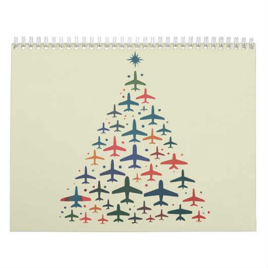 Airplane Christmas Tree Retro Pilot Flying Flight Kalender (Hoes)
