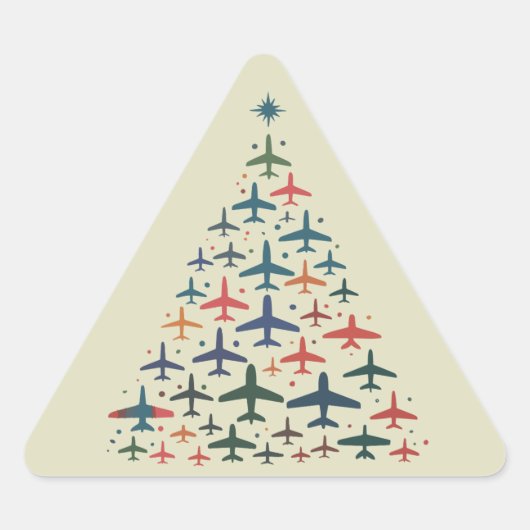 Airplane Christmas Tree Retro Pilot Flying Flight  Sticker (Voorkant)