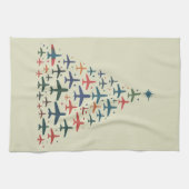 Airplane Christmas Tree Retro Pilot Flying Flight  Theedoek (Horizontaal)