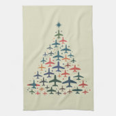 Airplane Christmas Tree Retro Pilot Flying Flight Theedoek (Verticaal)