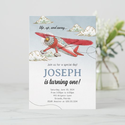 Airplane Classic  verjaardagsfeestje Kaart (Staand voorkant)