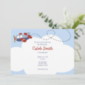 Airplane Cloud 1 Birthday Invitation Kaart (Staand voorkant)