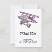 Airplane First Birthday Thank you Bedankkaart (Voorkant)