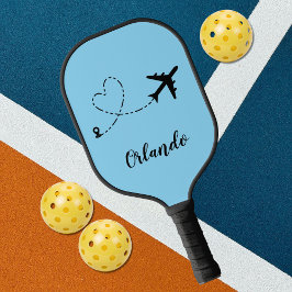 Airplane & Heart Contrail Travel Custom Vacation Pickleball Paddle
