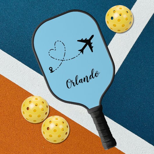 Airplane & Heart Contrail Travel Custom Vacation Pickleball Paddle