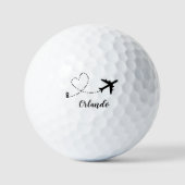  Airplane & Heart Contrail Travel Vacation Custom Golfballen (Voorkant)