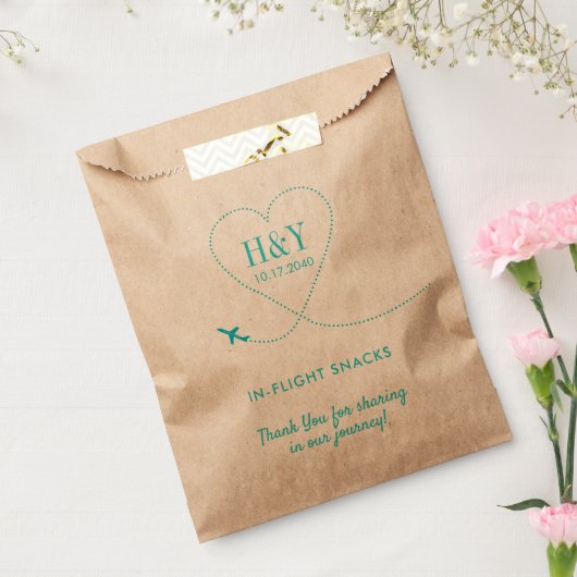 Airplane Heart Travel Theme Treat Snack Goody Bedankzakje (Gezegeld)