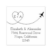 Airplane Heart Voeg uw Monogram retouradres toe Zelfinktende Stempel (Design)