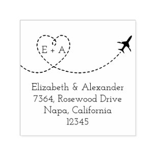 Airplane Heart Voeg uw Monogram retouradres toe Zelfinktende Stempel