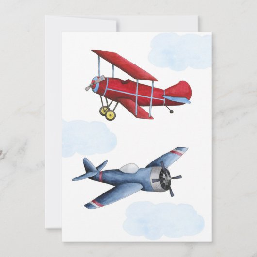 Airplane Invitation Boy Airplane Birthday Party Kaart (Achterkant)
