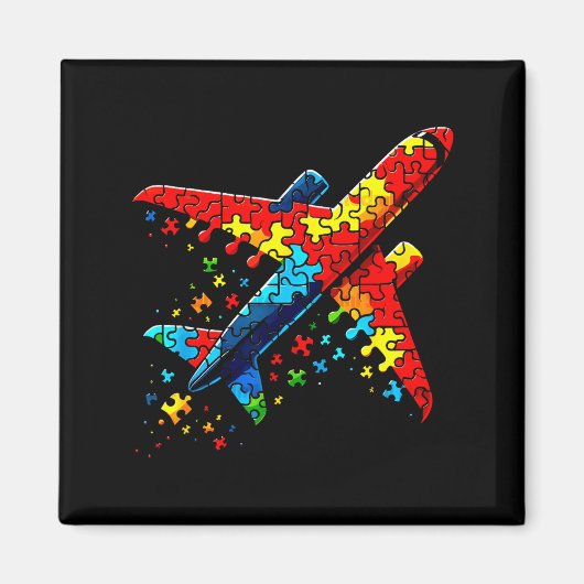 Airplane Jigsaw Puzzle Kids Toddler Boys Autism Aw Magneet (Voorkant)