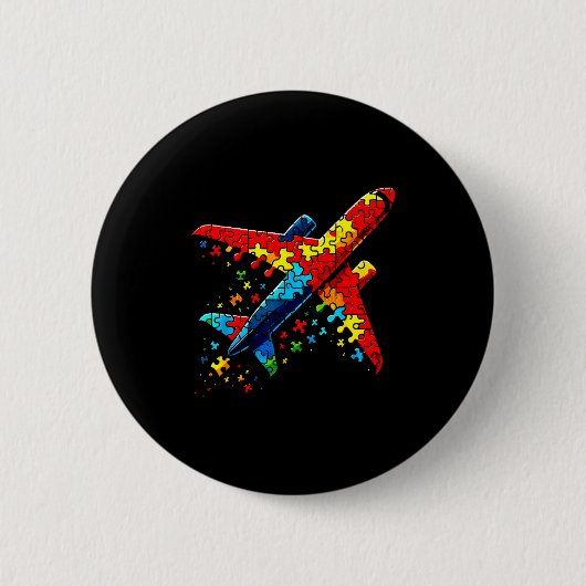 Airplane Jigsaw Puzzle Kids Toddler Boys Autism Aw Ronde Button 5,7 Cm (Voorkant)