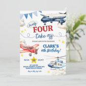 Airplane Jongen 4e Verjaardag  Kaart (Staand voorkant)