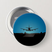 Airplane Landing Silhouette bij nacht Ronde Button 7,6 Cm (Voorkant /achterkant)