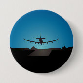 Airplane Landing Silhouette bij nacht Ronde Button 7,6 Cm (Voorkant)