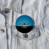 Airplane Landing Silhouette bij nacht Ronde Button 7,6 Cm (In situ)