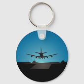 Airplane Landing Silhouette bij nacht Sleutelhanger (Achterkant)
