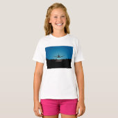 Airplane Landing Silhouette bij nacht T-shirt (Voorkant volledig)