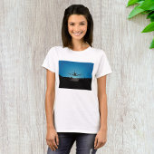 Airplane Landing Silhouette bij nacht T-shirt