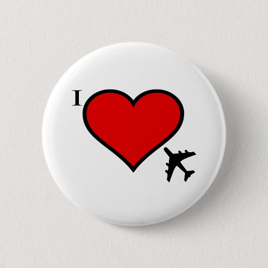 Airplane Love Ronde Button 5,7 Cm (Voorkant)