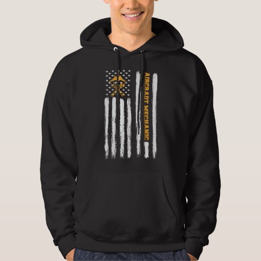 Airplane Mechanic Aviation Technicus American Fla Hoodie (Voorkant)