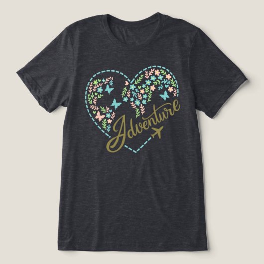 Airplane Mode Adventure Heart Graphic for Women Tri-Blend Shirt (Design voorkant)