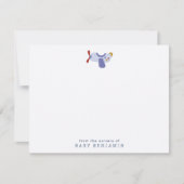 Airplane Nursery Note Card with Blue Gingham Back Aankondiging (Voorkant)
