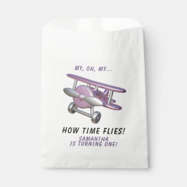 Airplane Oh My Time Flies Travel First Birthday  Bedankzakje