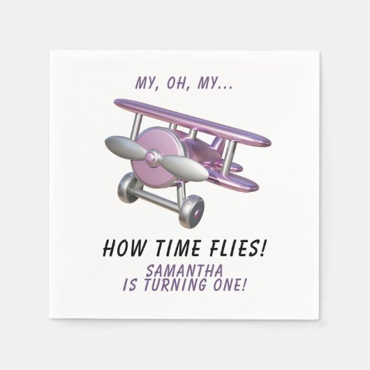Airplane Oh My Time Flies Travel First Birthday  Servet (Voorkant)