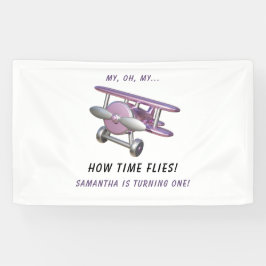 Airplane Oh My Time Flies Travel First Birthday  Spandoek