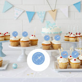 Airplane on Sky Blue Personalized Birthday Ronde Sticker