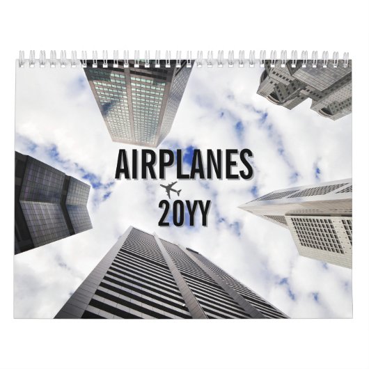 Airplane  Photo Pilot Aviator Fun Simple 12 Month Kalender (Hoes)
