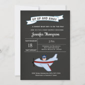 Airplane Pilot Baby Boy Shower Invitation Kaart (Voorkant)