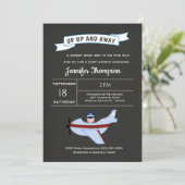 Airplane Pilot Baby Boy Shower Invitation Kaart (Staand voorkant)