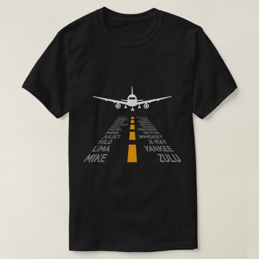Airplane Pilot Gifts Airport Runway Phonetic Alpha T-shirt (Design voorkant)