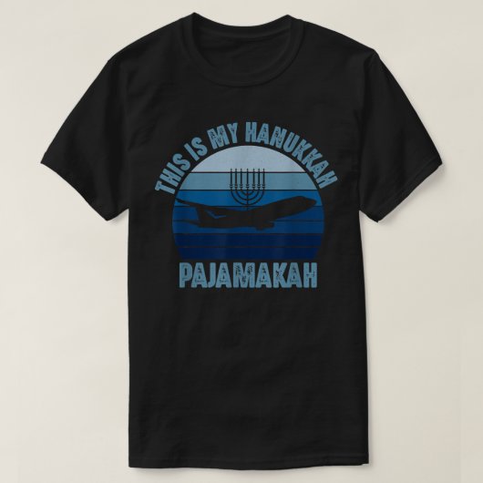 Airplane Pilot Hanukkah Pajamakah Funny Menorah Ch T-shirt (Design voorkant)