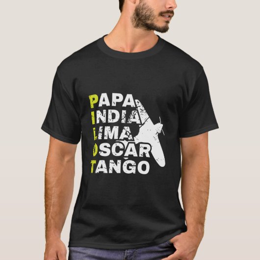 Airplane Pilot Phonetic Alphabet Papa India Lima O T-shirt (Voorkant)