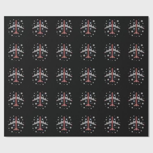 Airplane Plaid Christmas Pilot Cadeaupapier (Vlak)