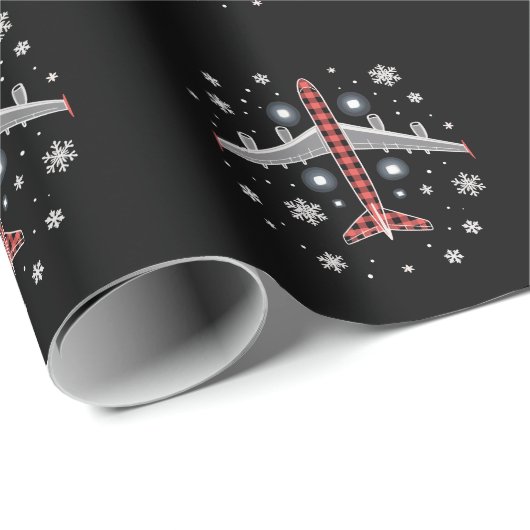 Airplane Plaid Christmas Pilot Cadeaupapier (Rol Hoek)