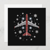 Airplane Plaid Christmas Pilot Kaart (Voorkant / Achterkant)