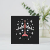 Airplane Plaid Christmas Pilot Kaart (Staand voorkant)