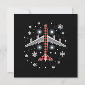 Airplane Plaid Christmas Pilot Kaart (Voorkant)