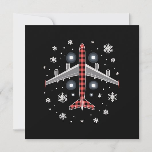Airplane Plaid Christmas Pilot Kaart (Voorkant)
